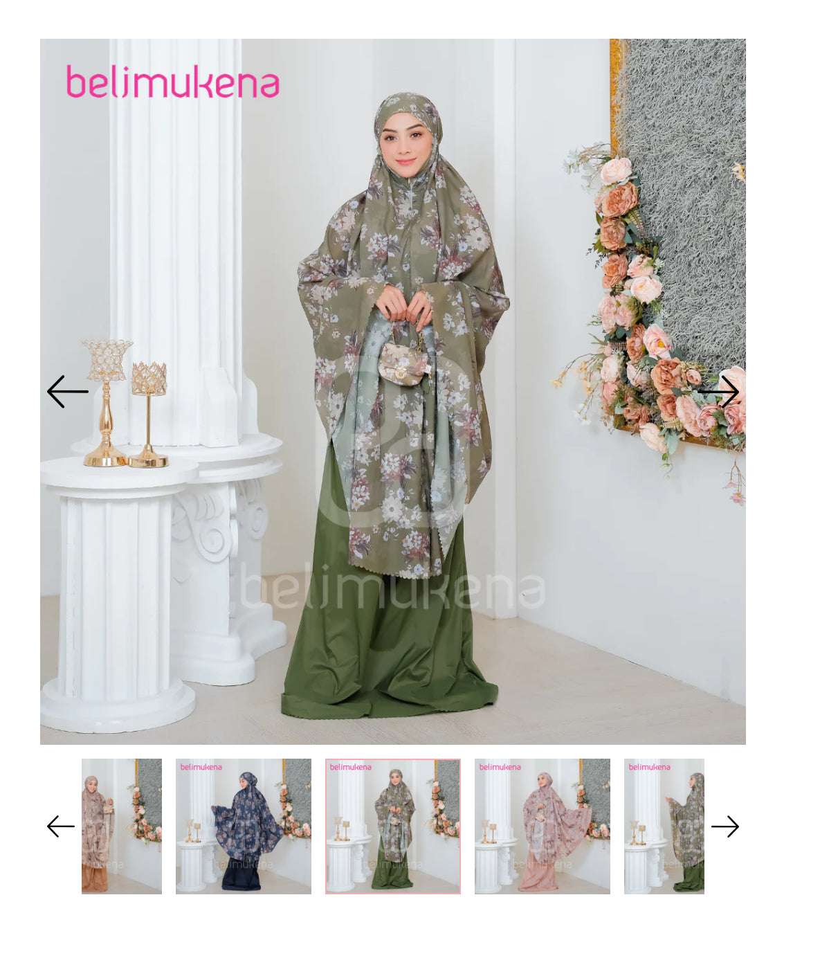 Beli Mukena Premium - (Free sajadah) parasut motif Peony Ibu Kost Tya Ariestya warna Olive