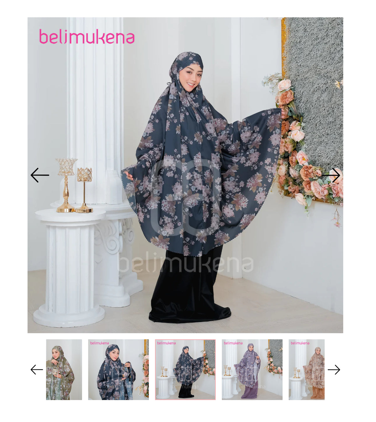 BELIMUKENA PREMIUM - (FREE SAJADAH) Mukena Mini Parasut Premium Korea 2in1 Daily Laser Cut Motif Peony warna hitam