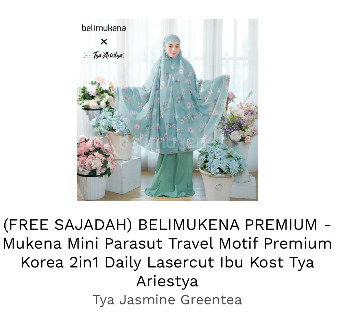 (FREE SAJADAH) BELIMUKENA PREMIUM - Mukena Mini Parasut Travel Motif Premium Korea 2in1 Daily Lasercut - warna Jasmine greentea